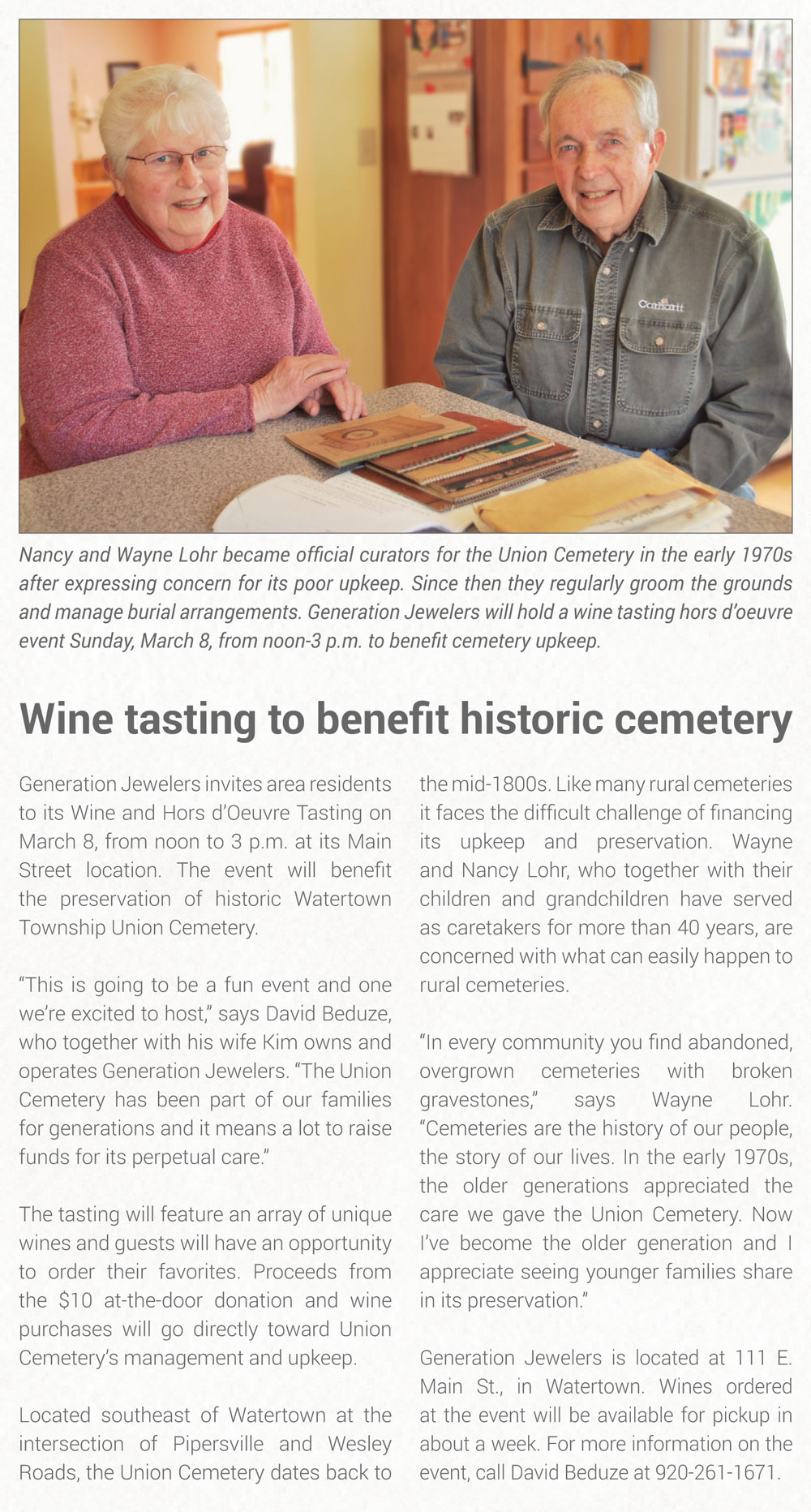 Wine tasting promotional press release
