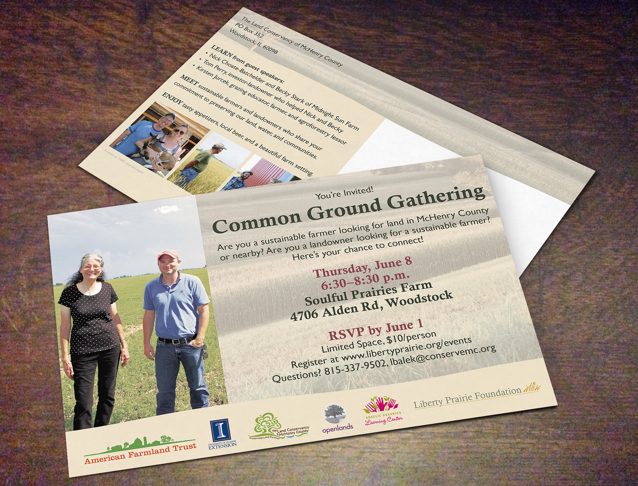 Event promotion card by Adunate for Liberty Prairie Foundation, Grayslake, IL